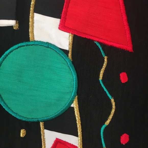 🍿VTG 80s abstract print blouse - Picture 5 of 12